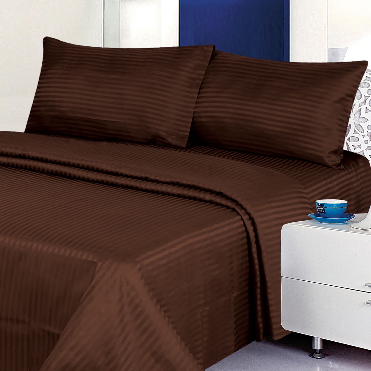 Egyptian Cotton Sateen Striped Sheet Set
