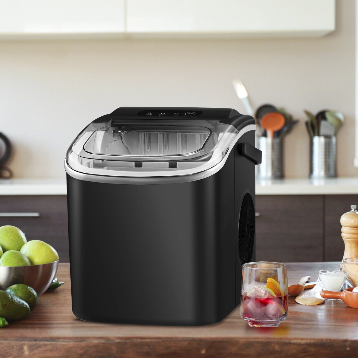 Antarctic Star Countertop Ice Maker Ice Machine With Handle,Self-Cleaning Ice Makers, 26Lbs/24H, 9 Ice Cubes Ready In 6 Mins For Home/Kitchen/Bar/Party/Camping