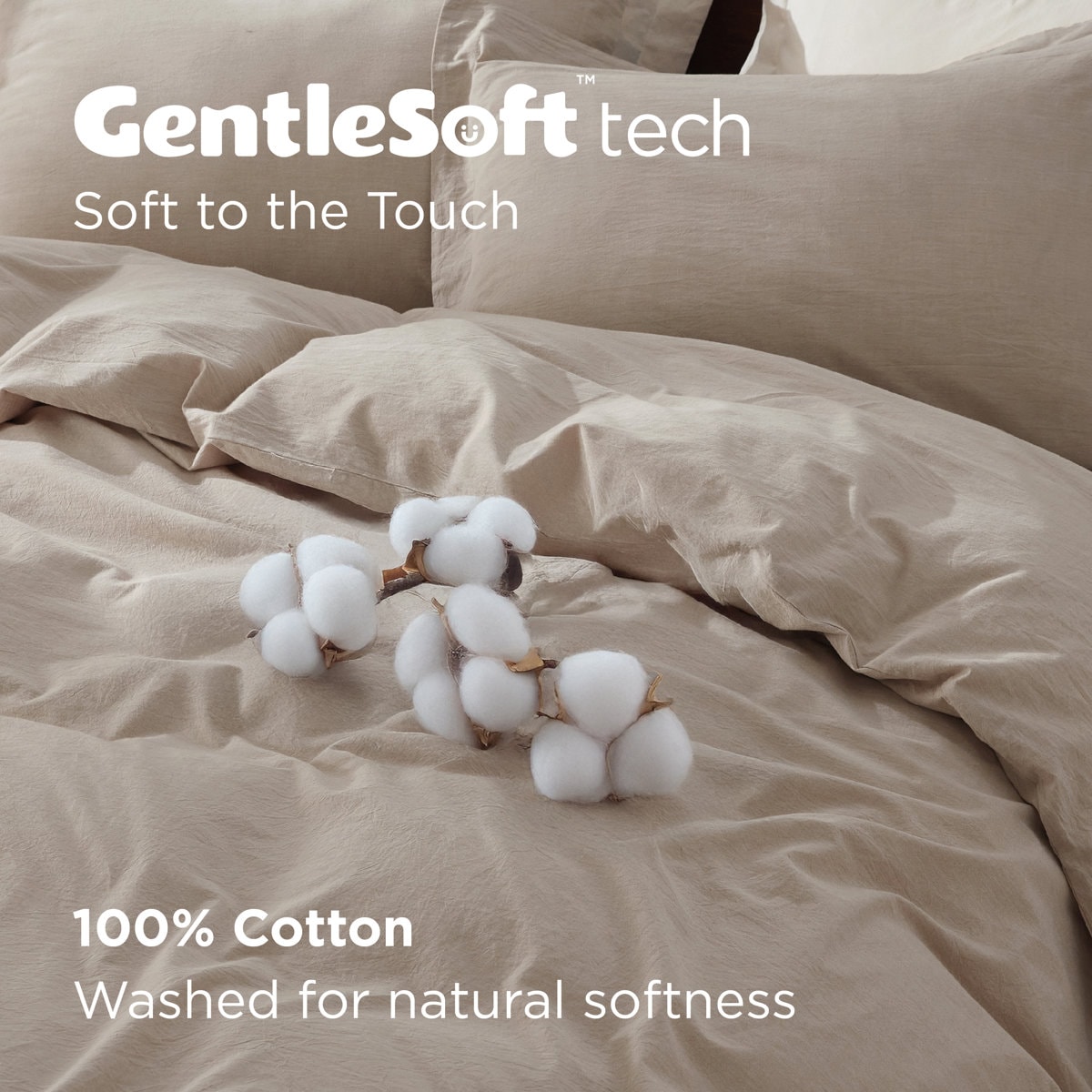 Essential Bedsure 100% Washed Cotton Duvet Cover With Pillow Sham for All Seasons