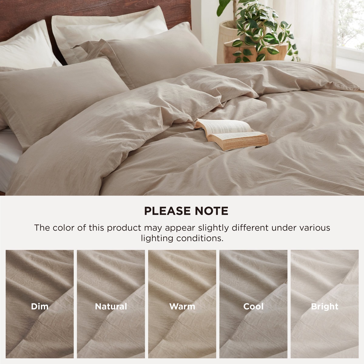 Essential Bedsure 100% Washed Cotton Duvet Cover With Pillow Sham for All Seasons
