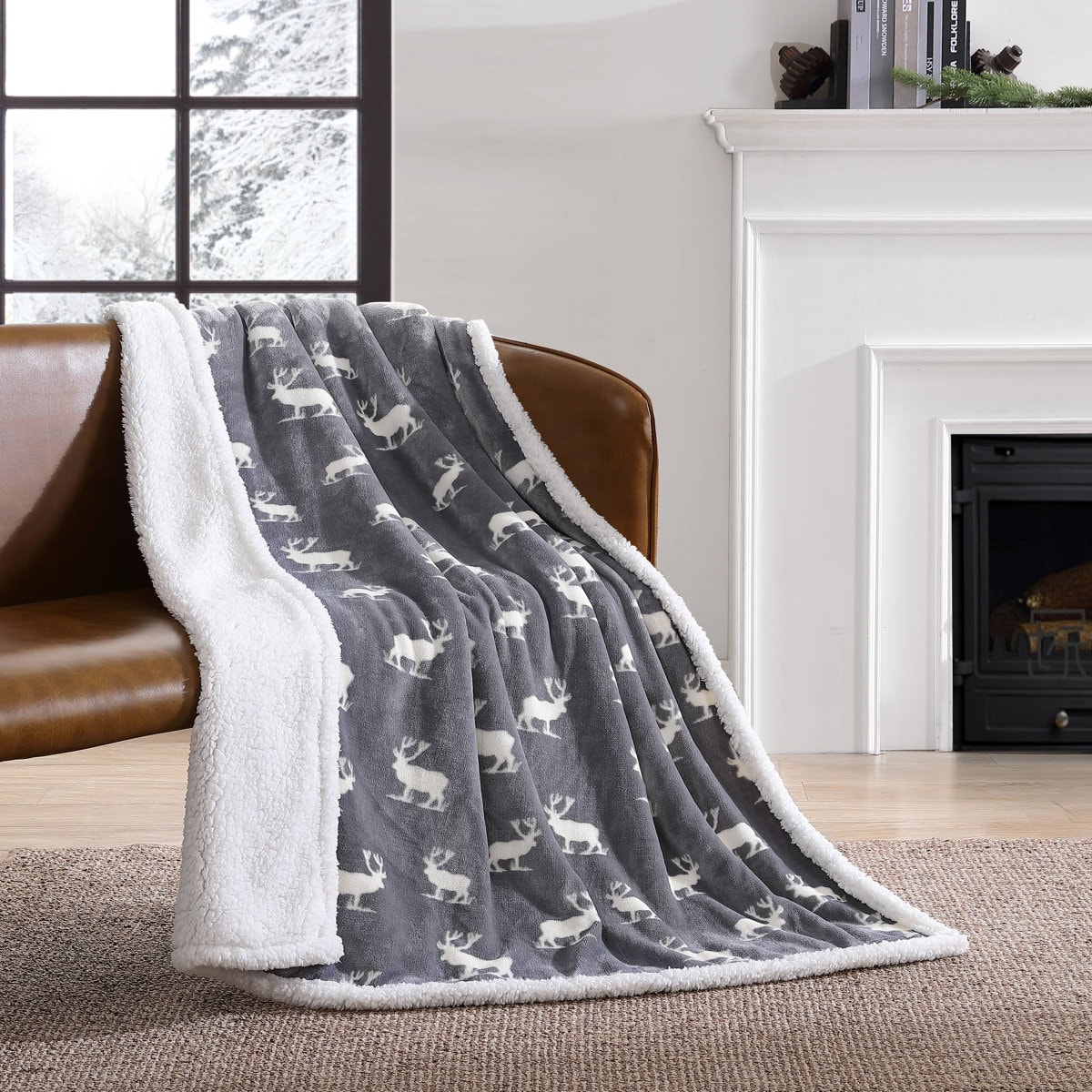 Eddie Bauer Printed Plush Fleece/Sherpa Throw Blankets