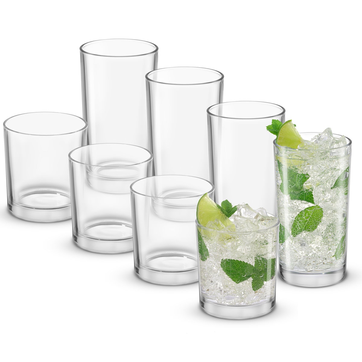 JoyJolt Alain 8-Piece Highball and DOF Drinkware Glasses