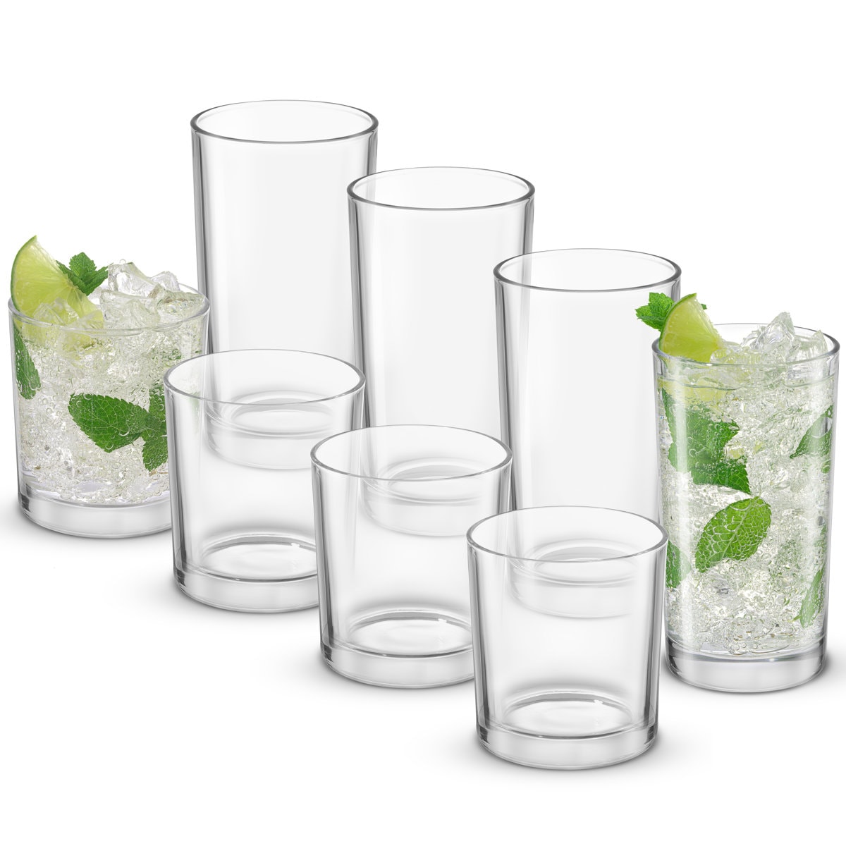 JoyJolt Alain 8-Piece Highball and DOF Drinkware Glasses
