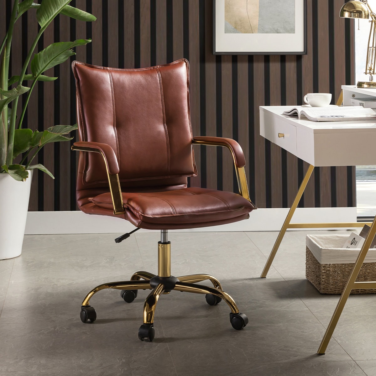 Lundgren Faux Leather Task Chair with Padded Arms