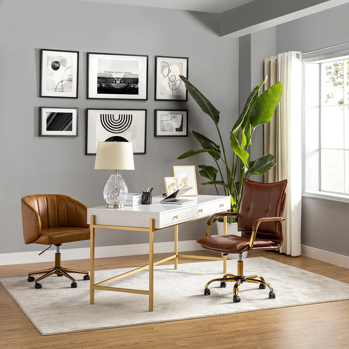 Lundgren Faux Leather Task Chair with Padded Arms