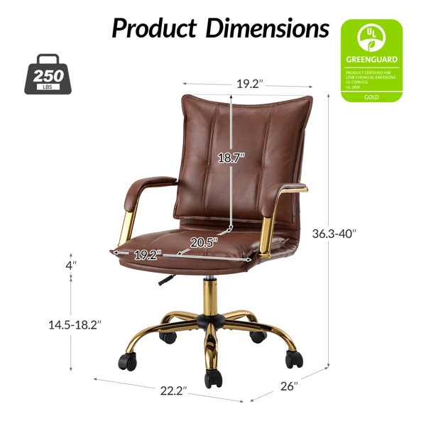 Lundgren Faux Leather Task Chair with Padded Arms
