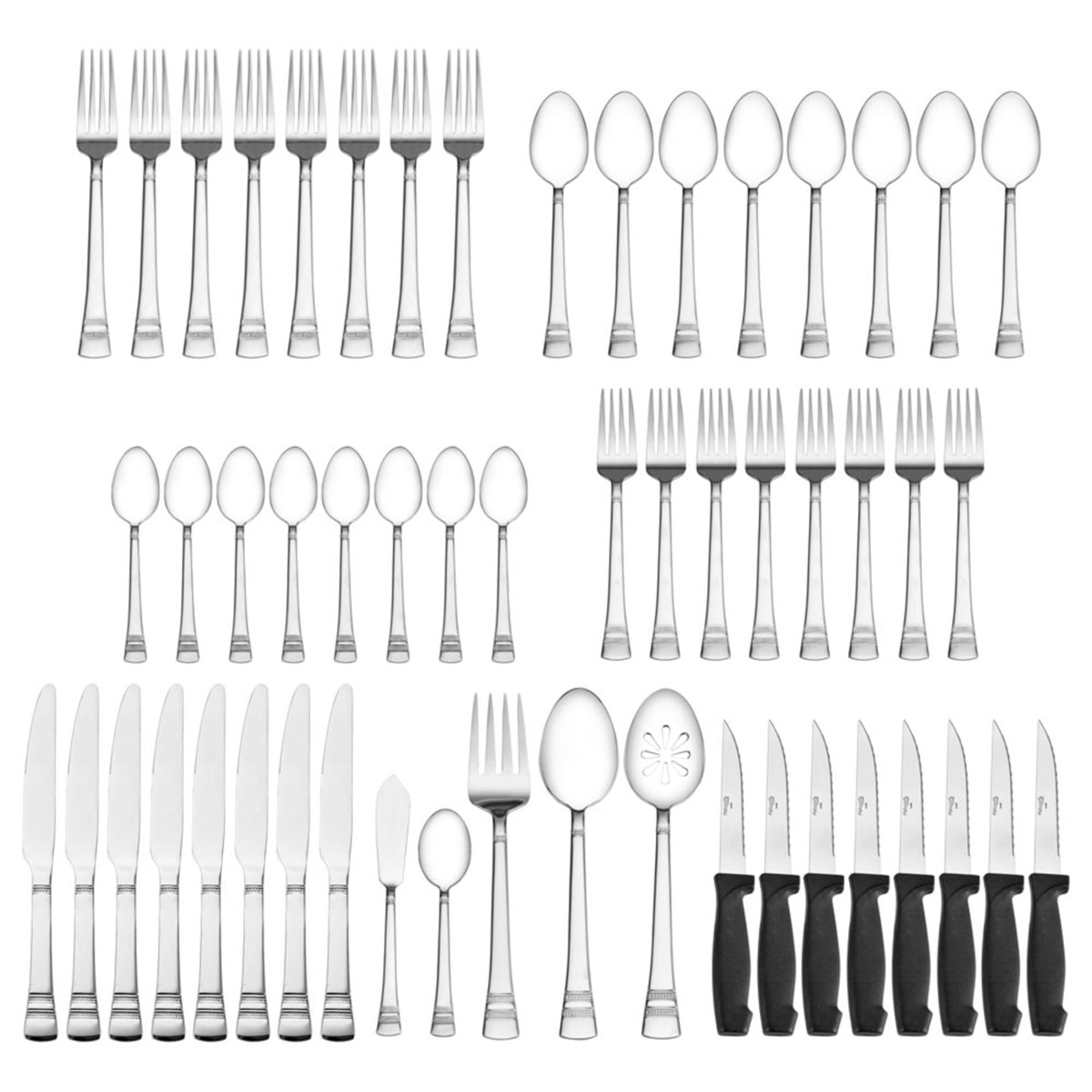 Pfaltzgraff Sapphire Bay 53-Piece Stainless Steel Flatware Set, Service for 8