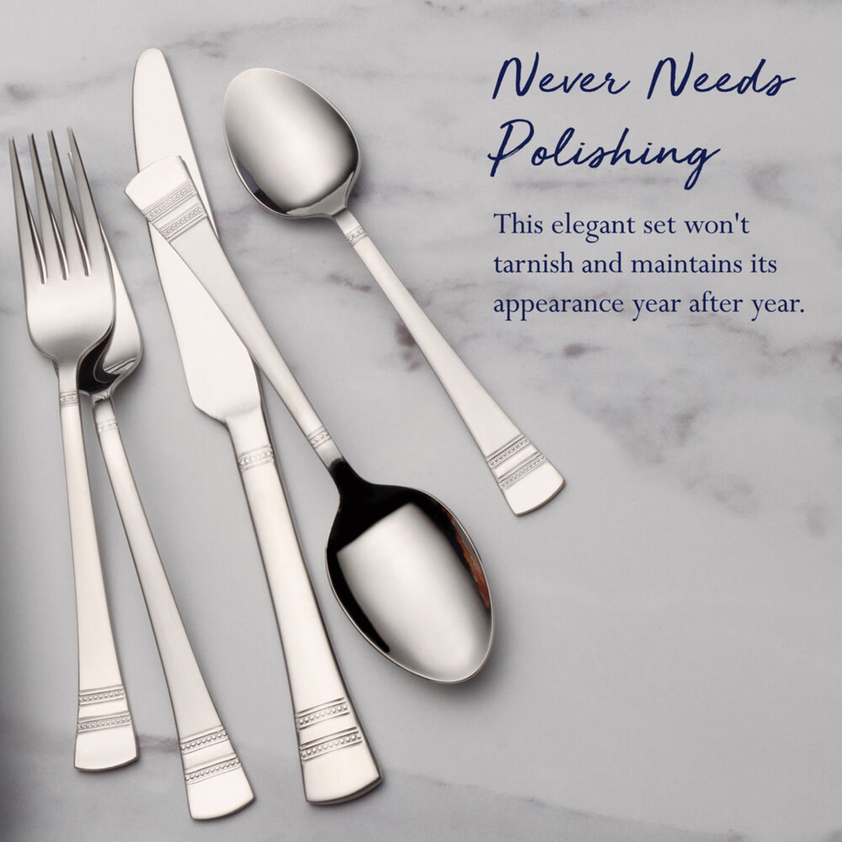 Pfaltzgraff Sapphire Bay 20-Piece Stainless Steel Flatware Set, Service for 4