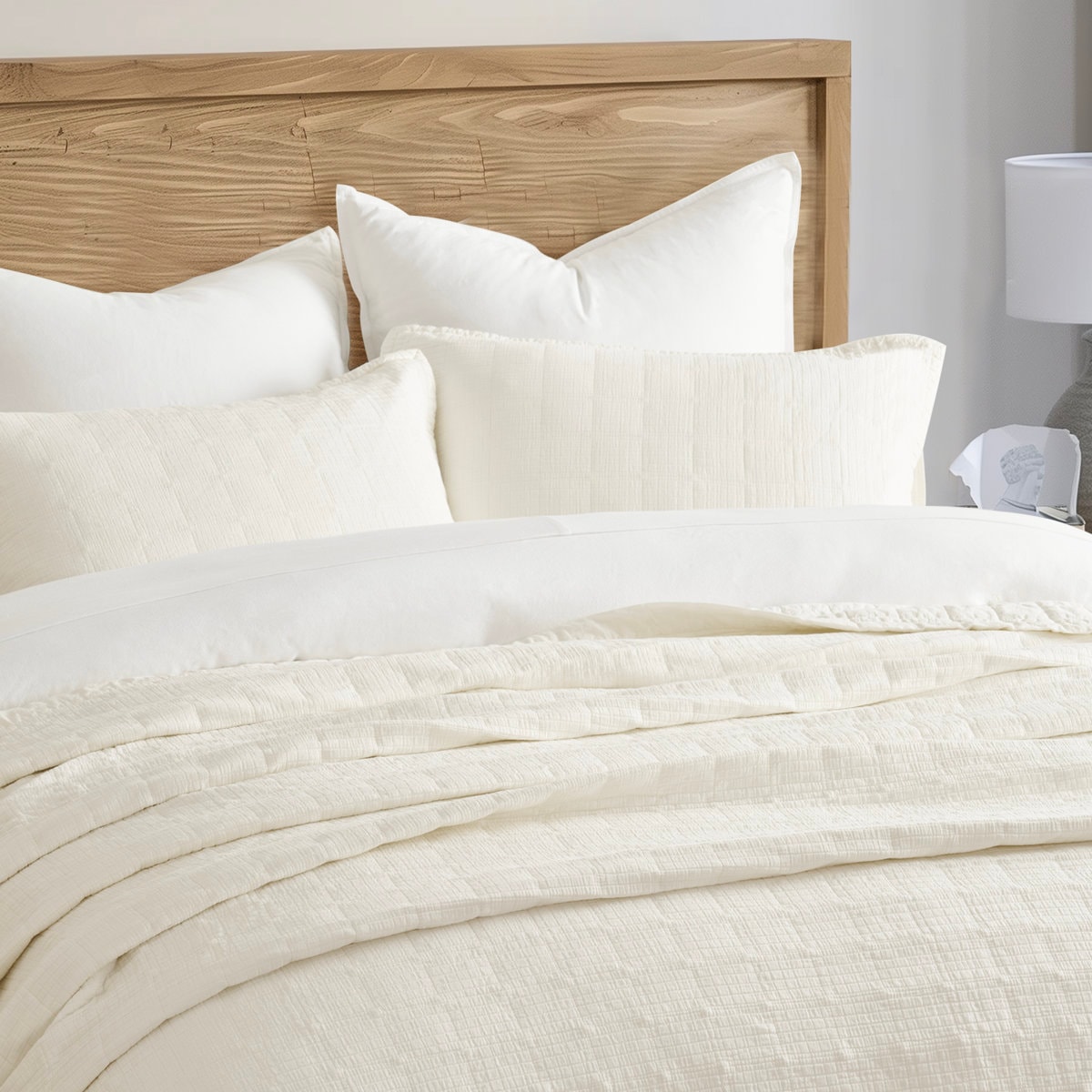 Stonewashed Crinkle Cotton Box Stitch Quilt Set