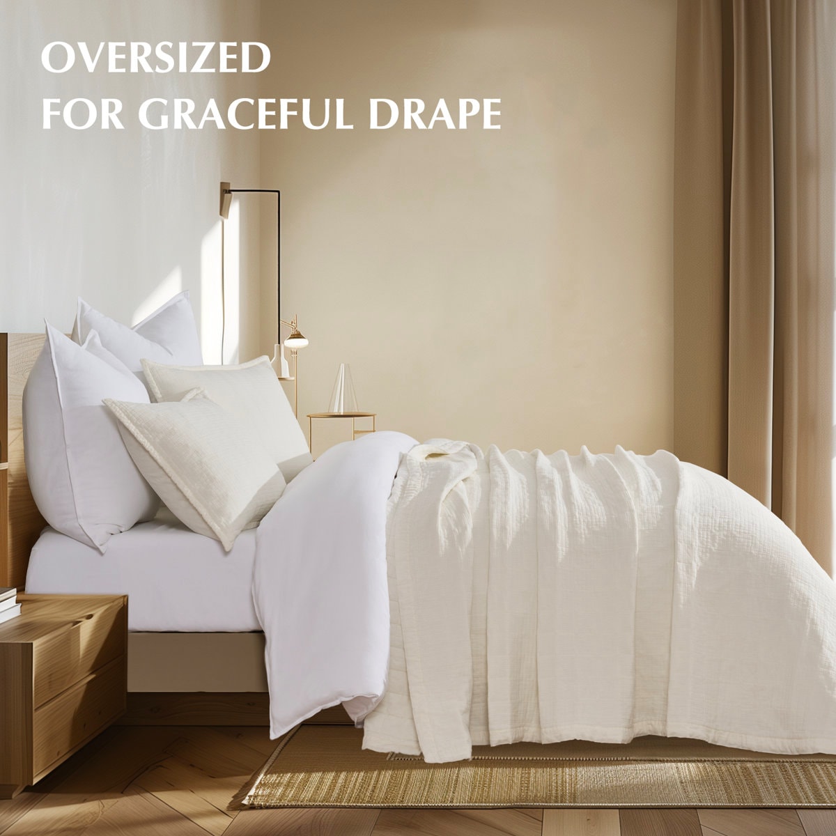 Stonewashed Crinkle Cotton Box Stitch Quilt Set