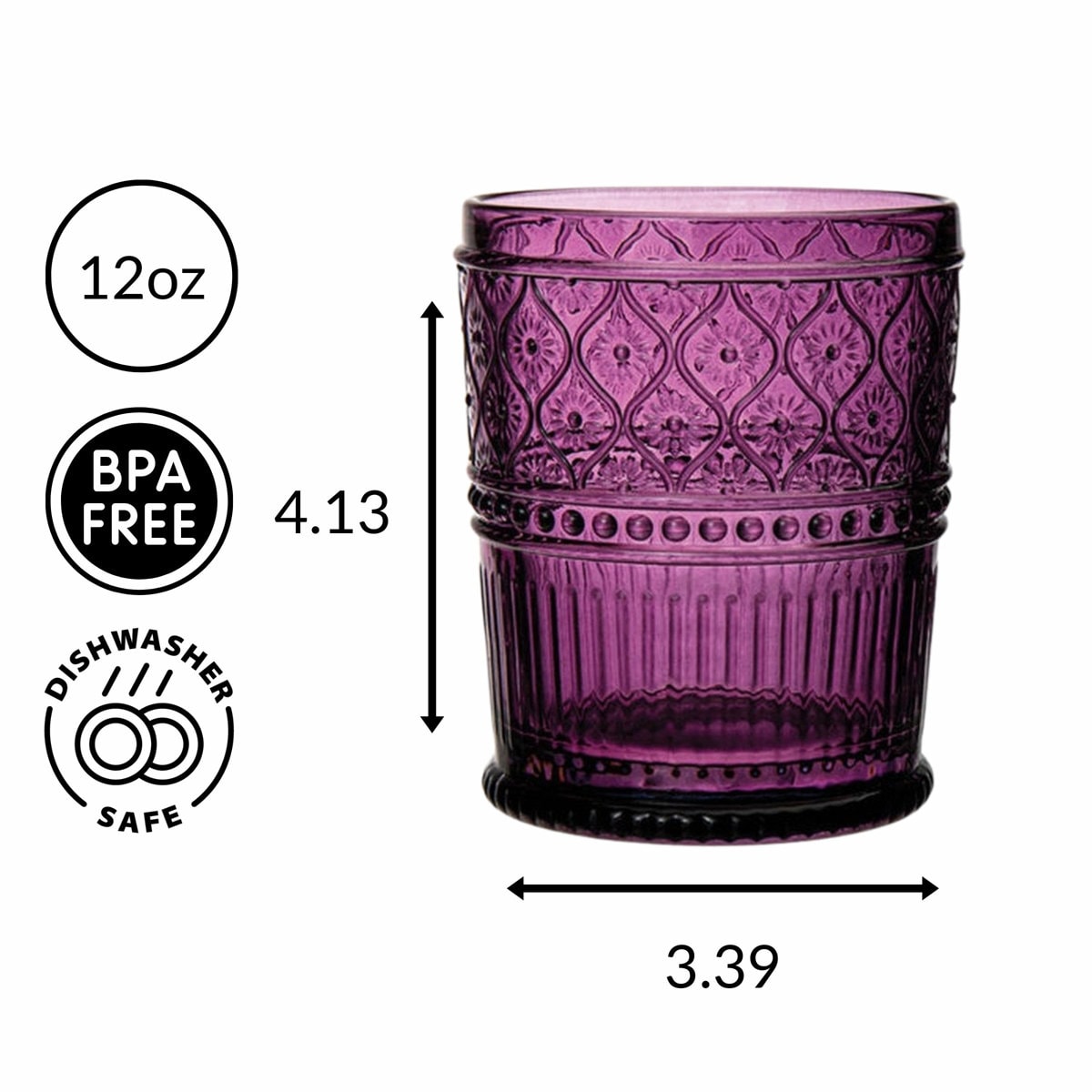 Claro 12 oz Double Old Fashioned Glasses (Set of 4)