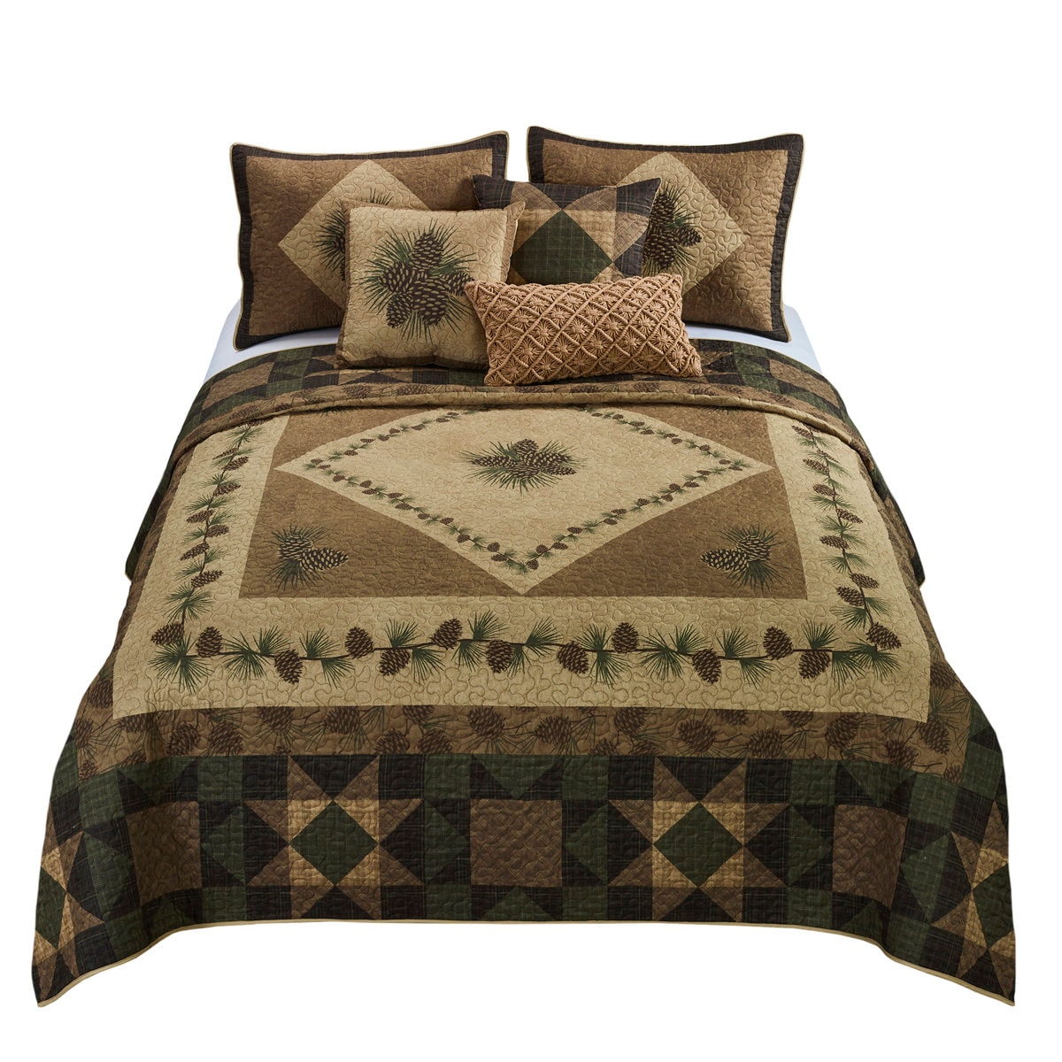 Donna Sharp Antique Pine 3PC Queen Quilt Set
