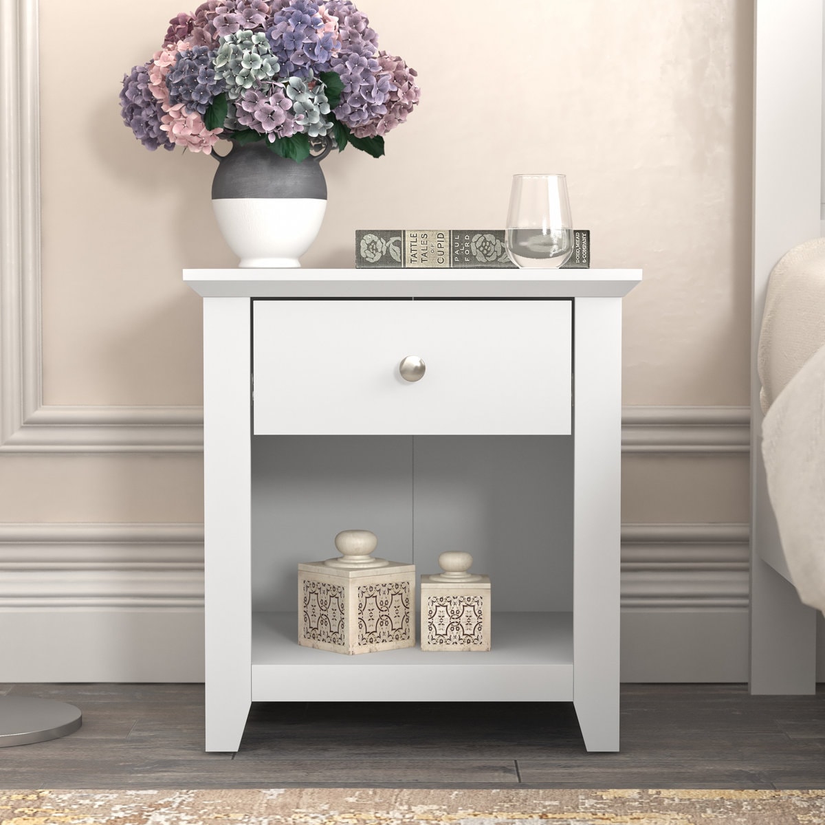 Tevrat 20.8" 1 - Drawer Nightstand with Drawer and Open Compartment