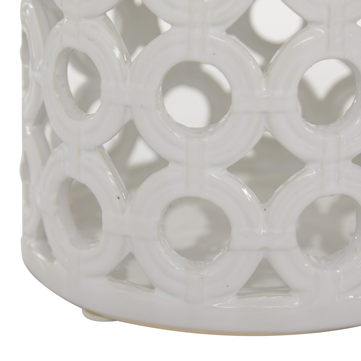 Ceramic Circles Decorative Indoor Outdoor Candle Lantern with Cut Out Design