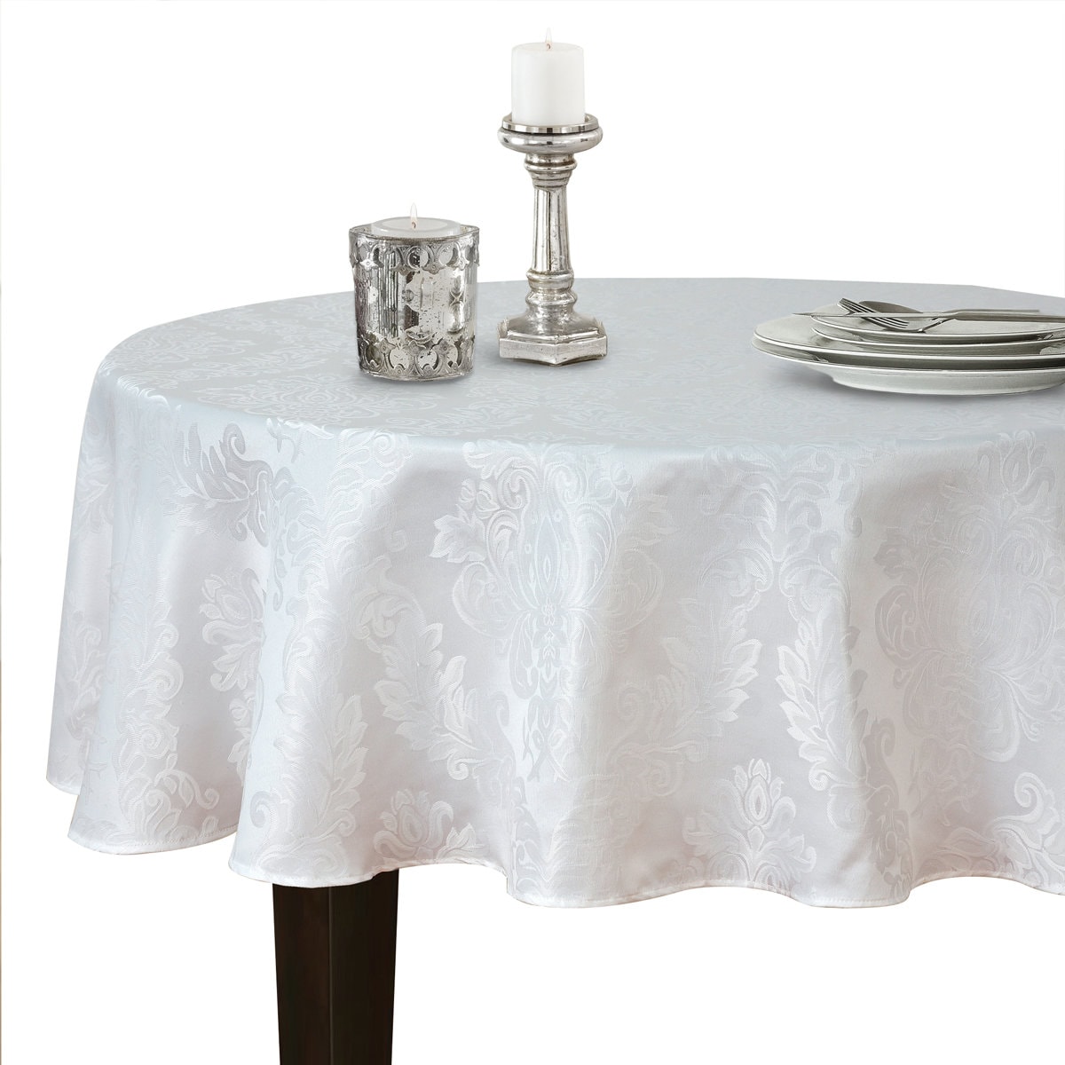 Burchfield Solid Floral Jacquard Damask Polyester Tablecloth