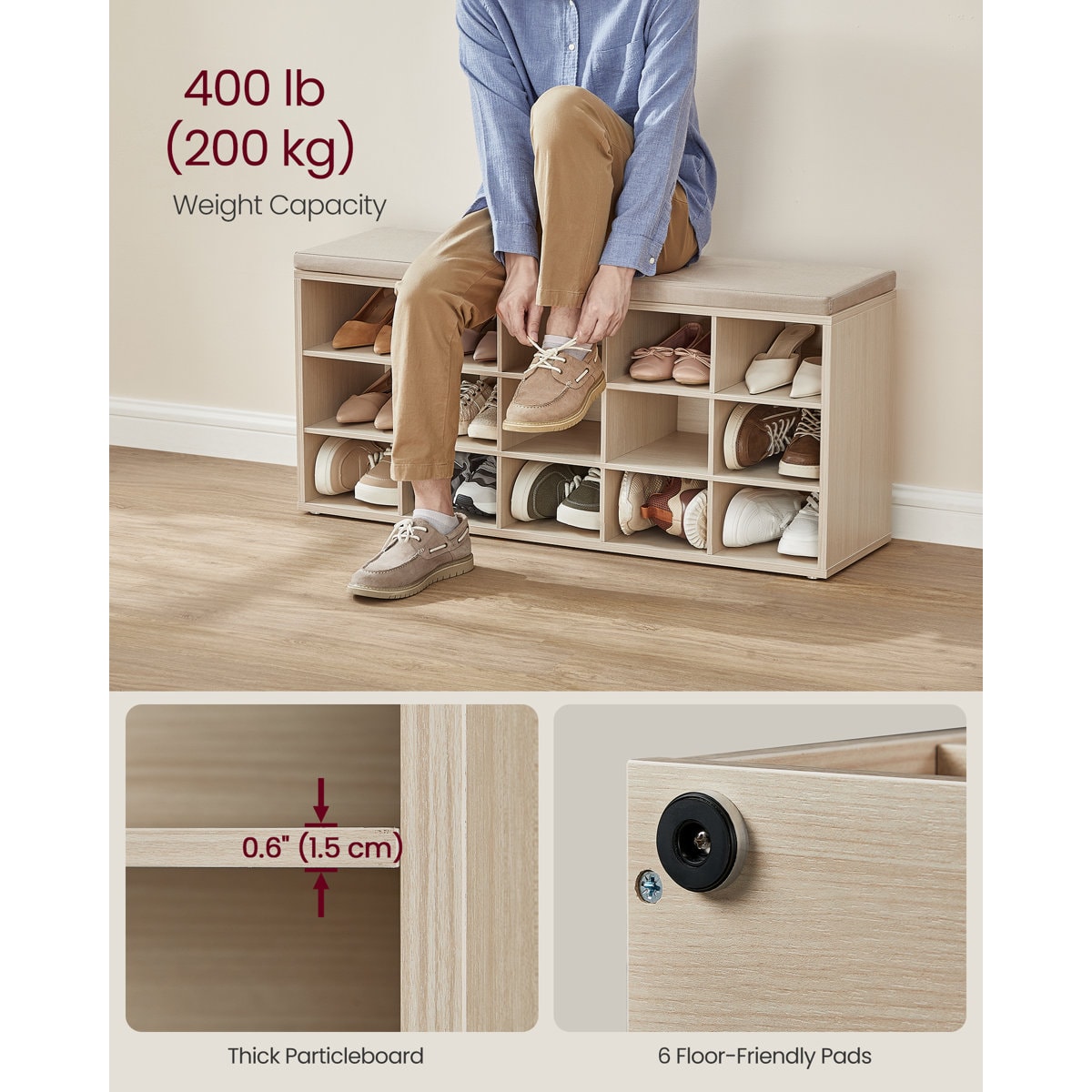 Jurina 15 Pair Shoe Storage Bench