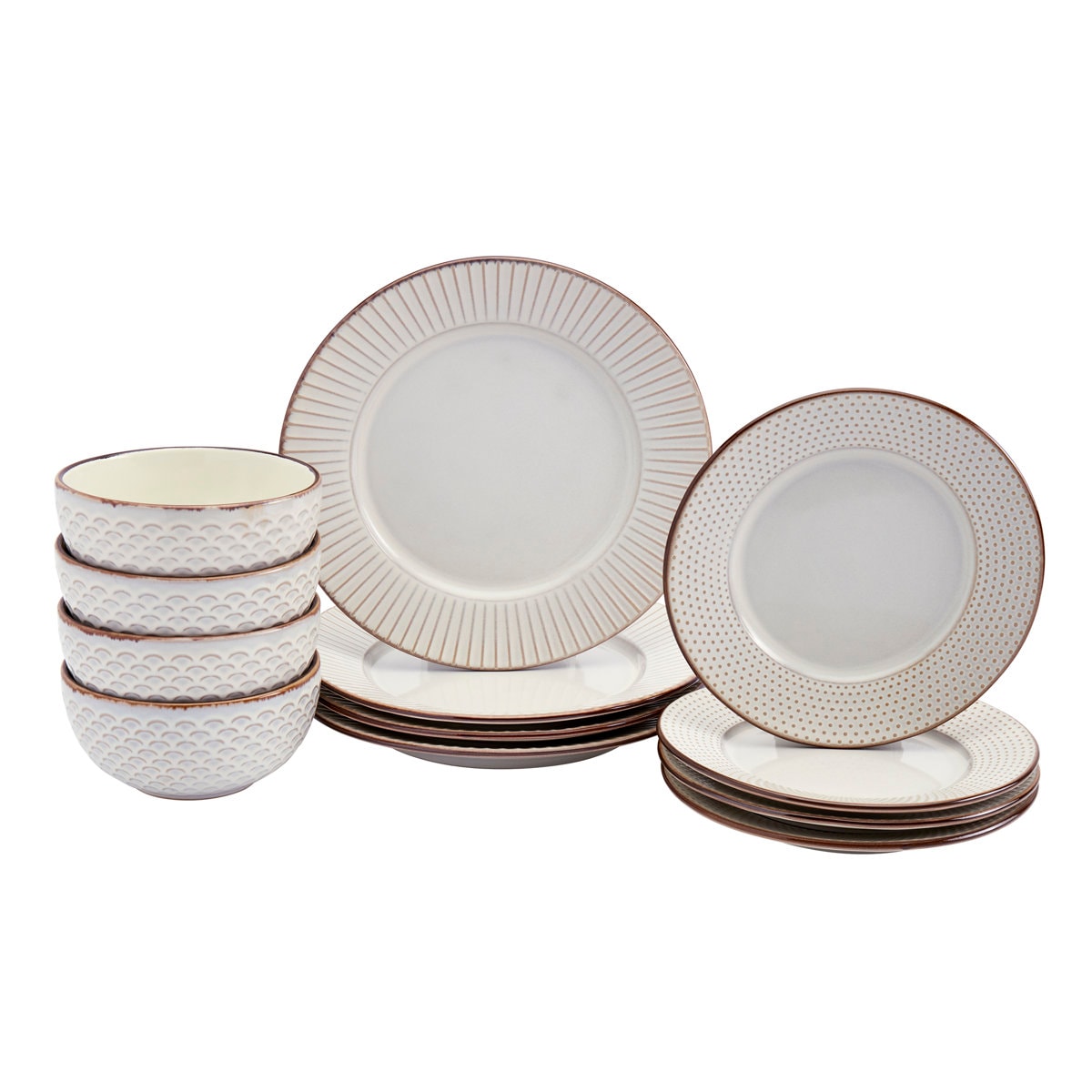 Hub 12 Piece Stoneware Dinnerware Set - Service for 4