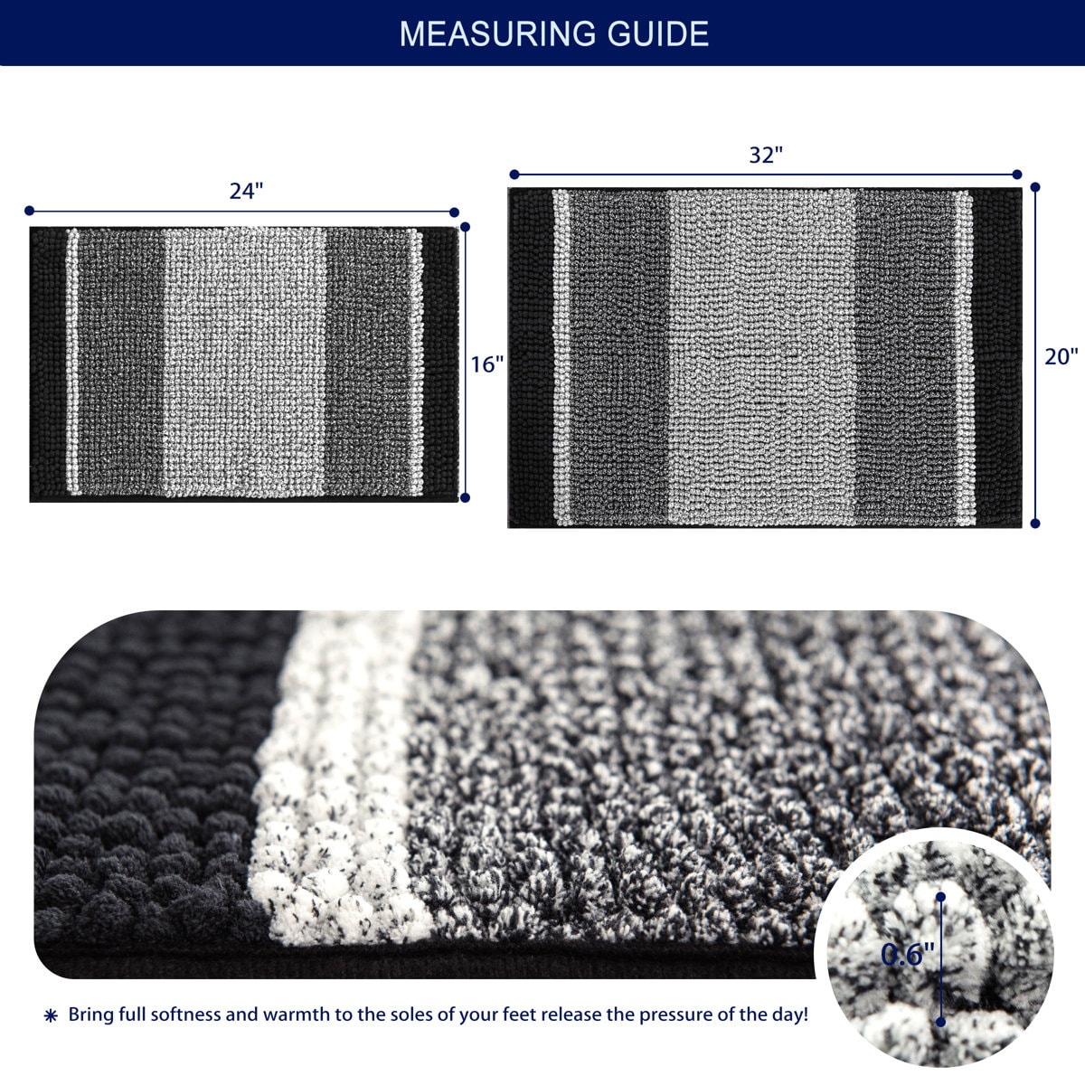 Mersin Gradient Chenille Water Absorbent Soft Plush Bath Rug