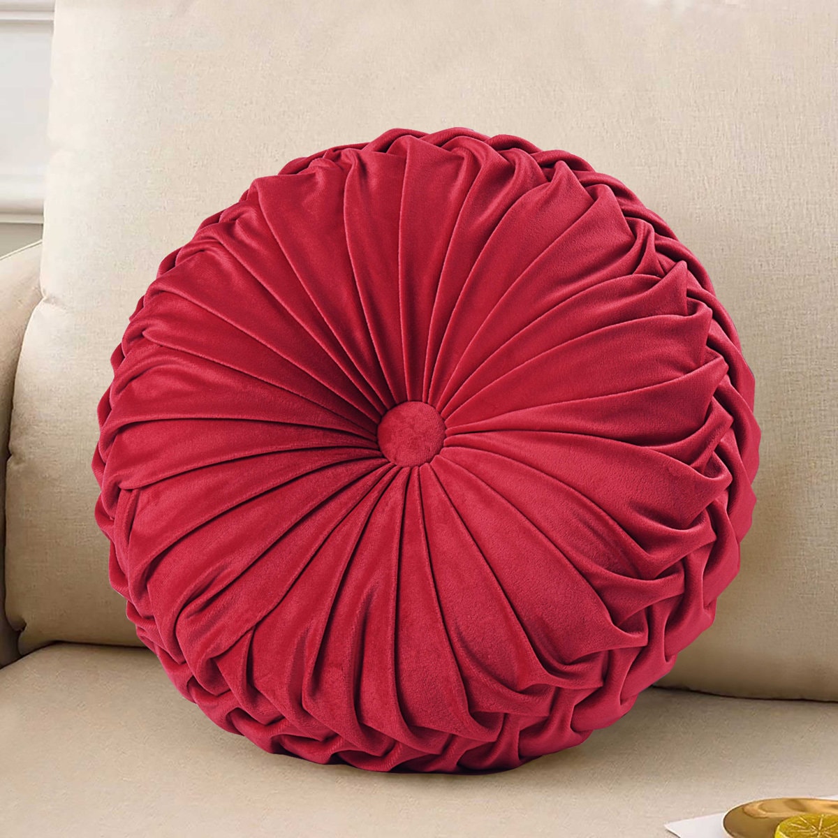 Velvet Round Throw Pillow (Set of 2)