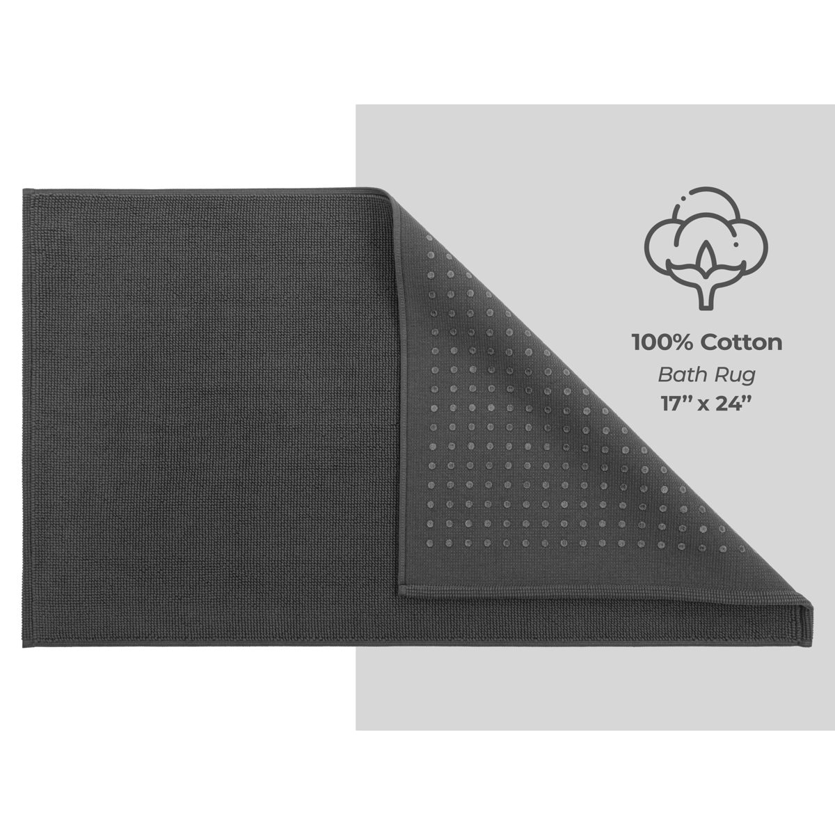 Eider & Ivory, 100% Cotton Slip Resistant Bath Mat Rugs for Bathroom and Kitchen