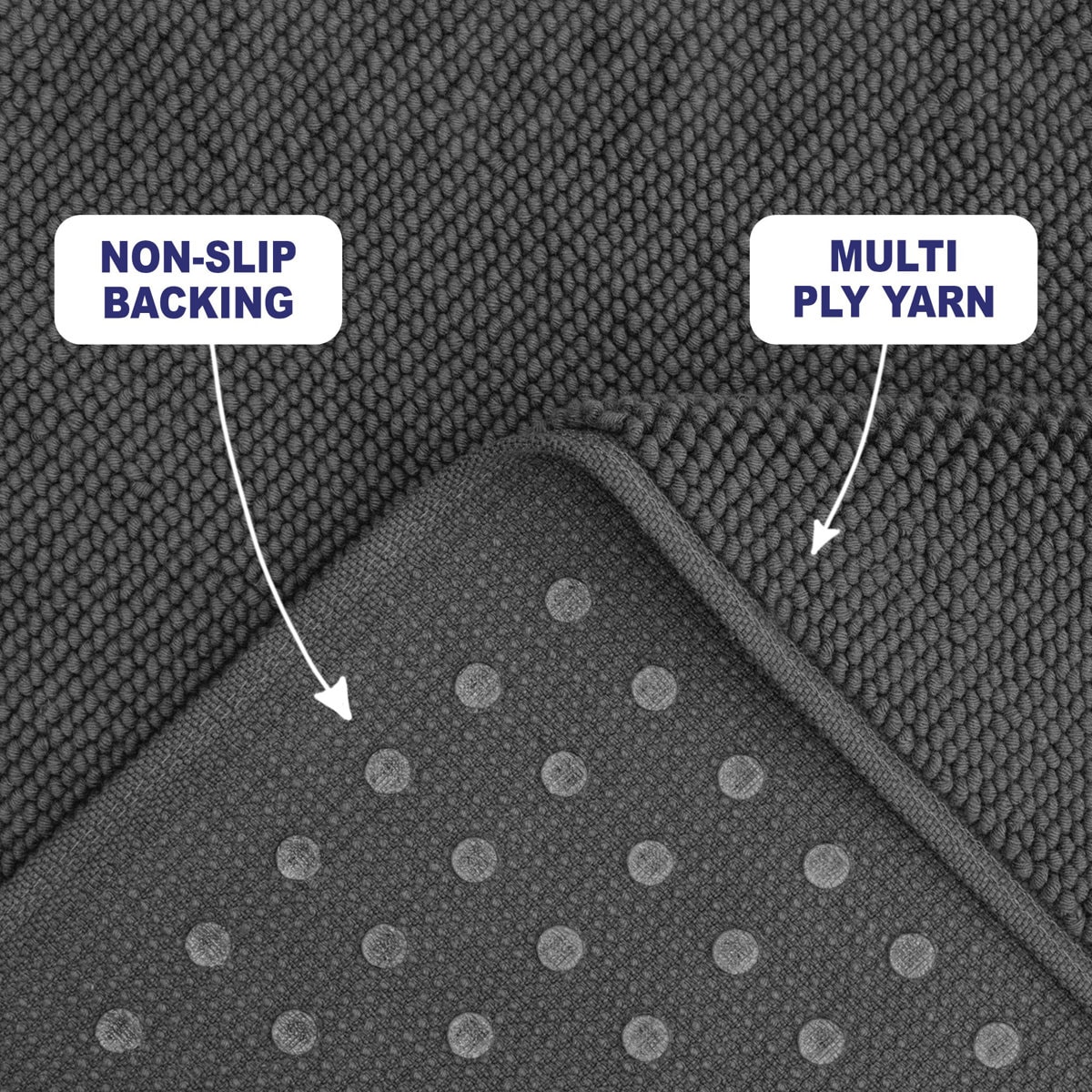 Eider & Ivory, 100% Cotton Slip Resistant Bath Mat Rugs for Bathroom and Kitchen