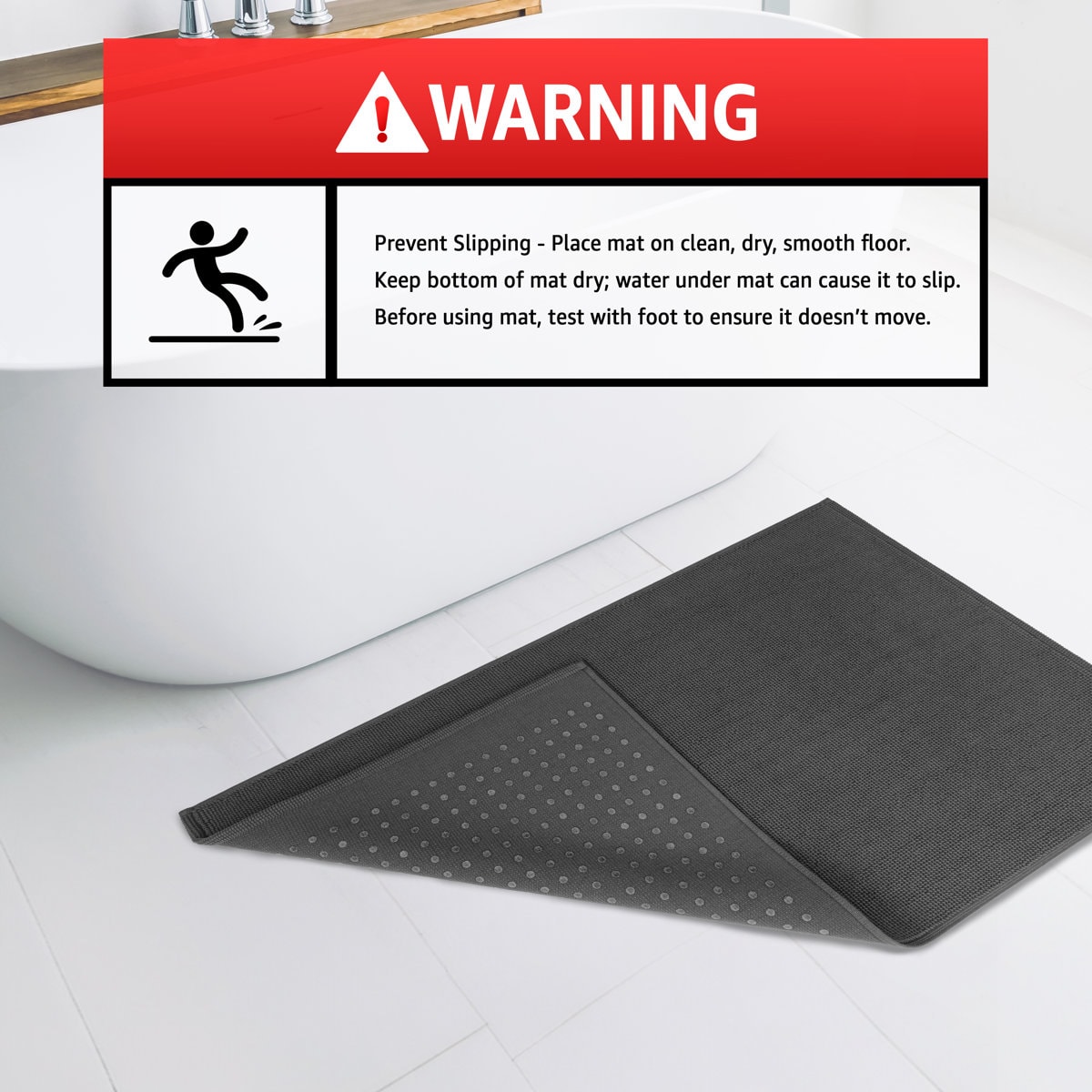 Eider & Ivory, 100% Cotton Slip Resistant Bath Mat Rugs for Bathroom and Kitchen