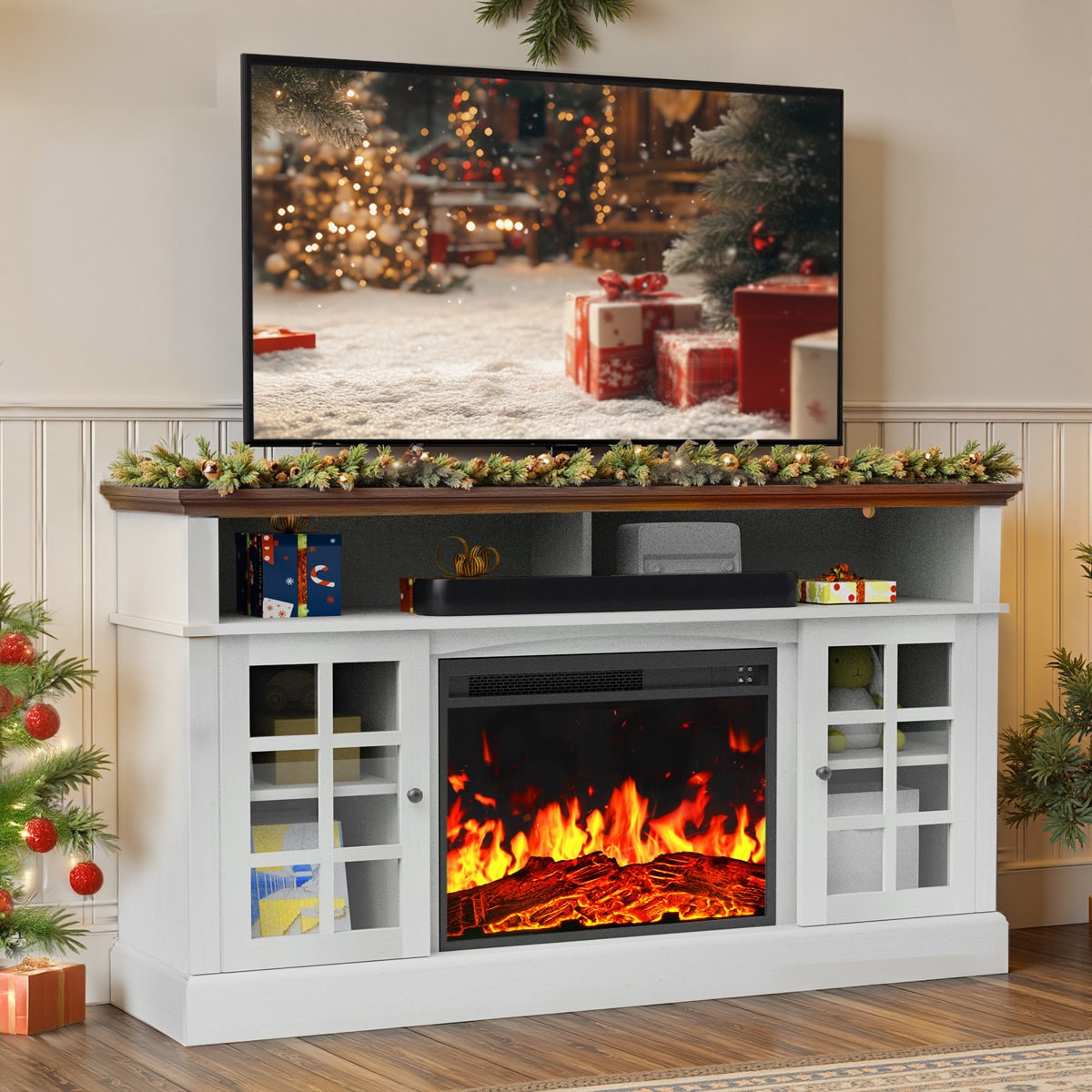 Anias TV Stand For TVs Up To 70" With Electric Fireplace Included