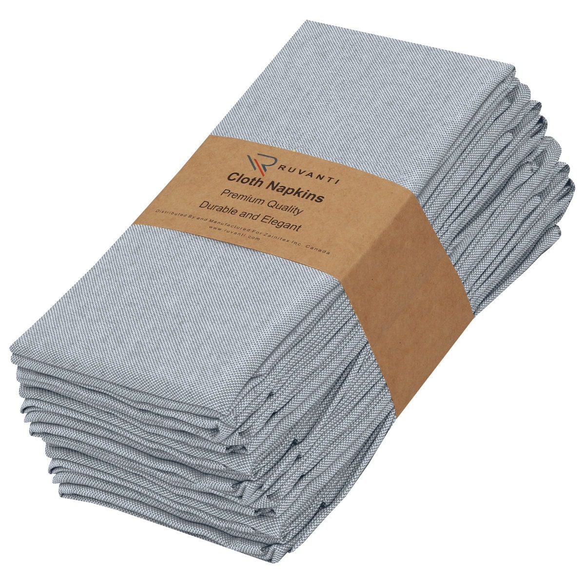 Poly Cotton Square Cloth Napkins Chambray Fabric (Set of 12)