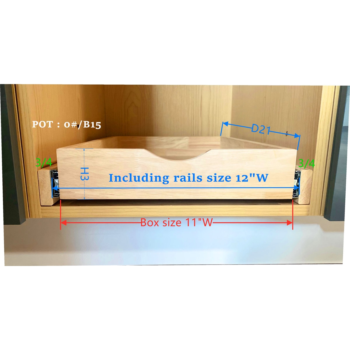 Malaree Slide-Out Shelf Soft Close Rails Wood Pull Out Tray Organizer No Assembly Required