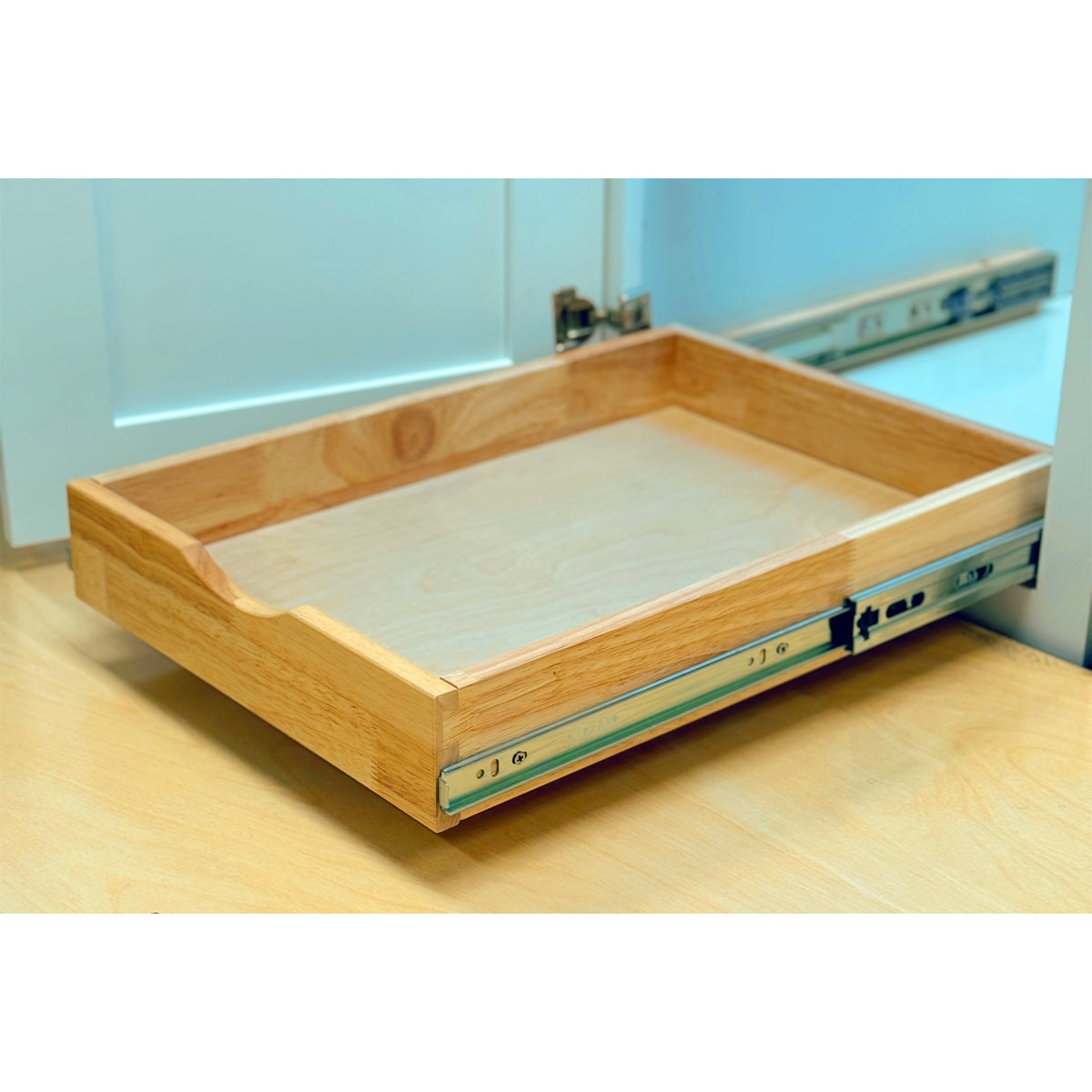 Malaree Slide-Out Shelf Soft Close Rails Wood Pull Out Tray Organizer No Assembly Required