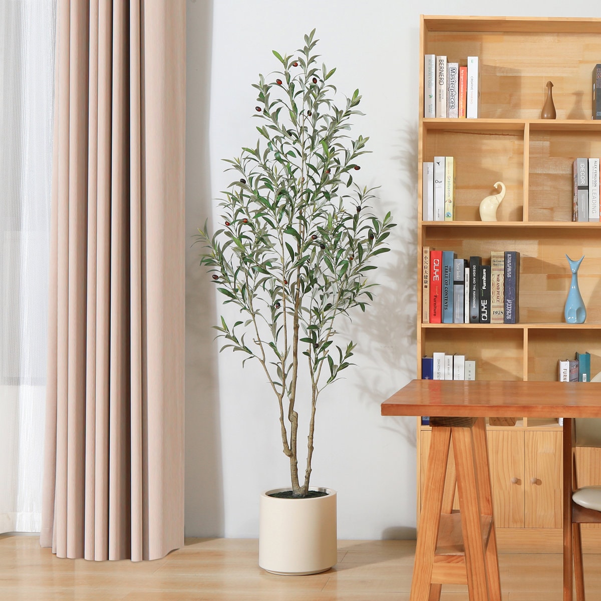 Adcock Faux Olive Tree in White Planter, Lifelike Fake Olive Plant for Indoor and Outdoor Decor