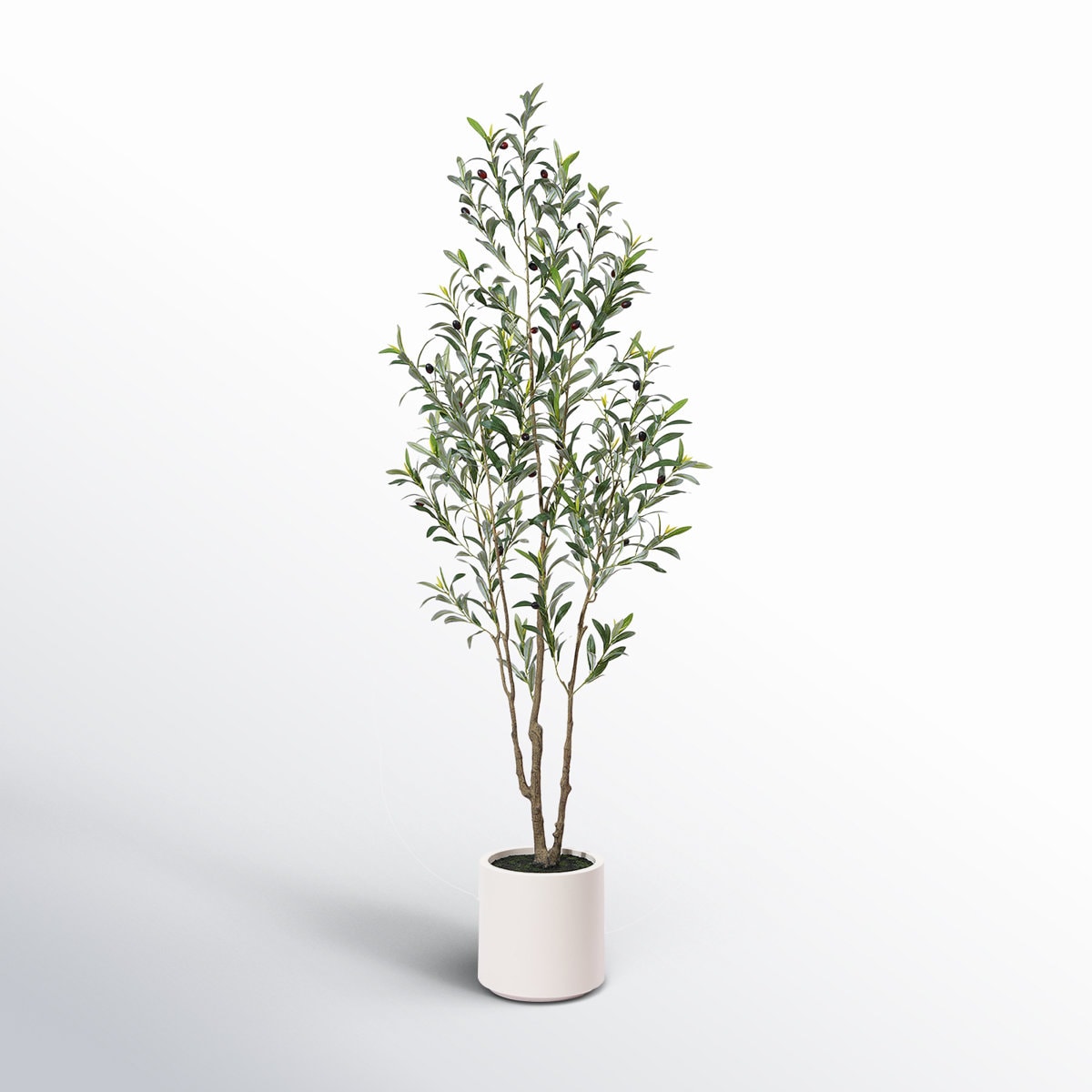 Adcock Faux Olive Tree in White Planter, Lifelike Fake Olive Plant for Indoor and Outdoor Decor