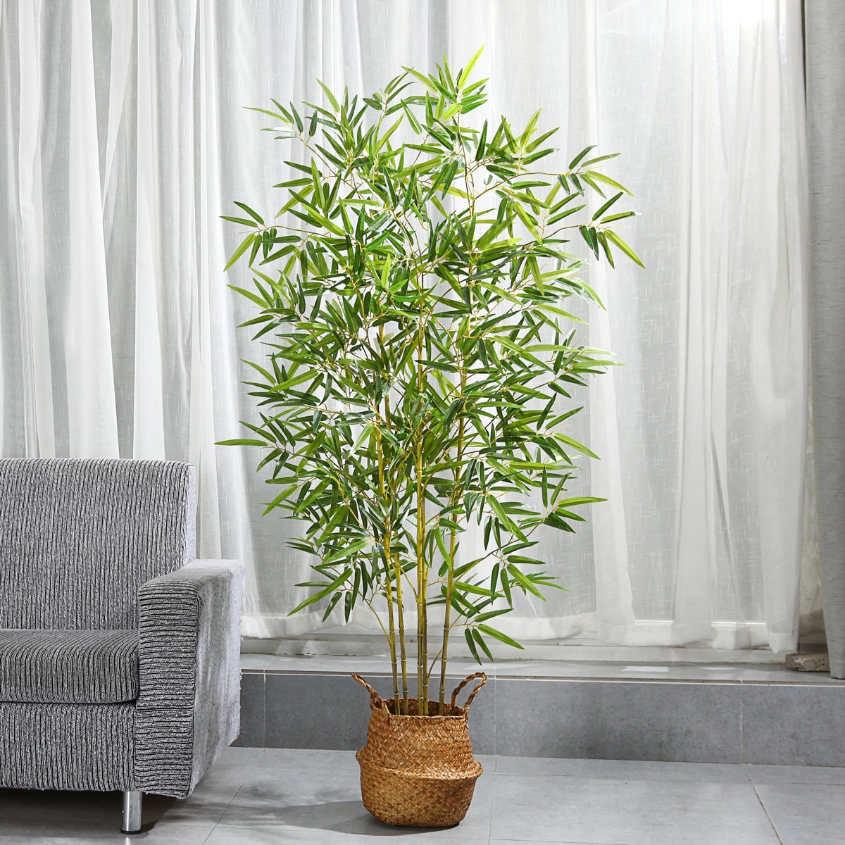 Adcock Artificial Bamboo Plants in Basket, Faux Plant for Home Décor, Lifelike Fake Trees