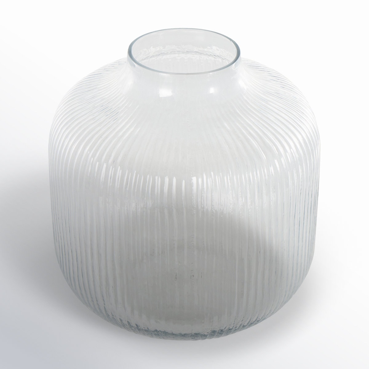Perry Glass Short Round Ribbed Vase