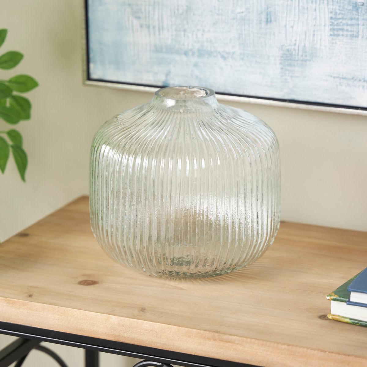 Perry Glass Short Round Ribbed Vase