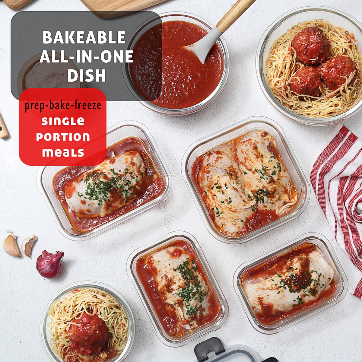 Ivy Bronx Glass Food Storage Containers with Lids (Set of 12)