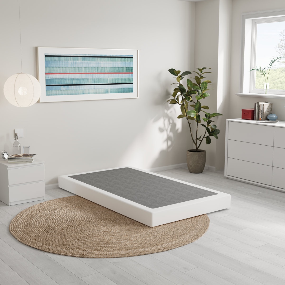 Likins 4 Inch Metal Box Spring with Frabric Cover, Easy Assembly