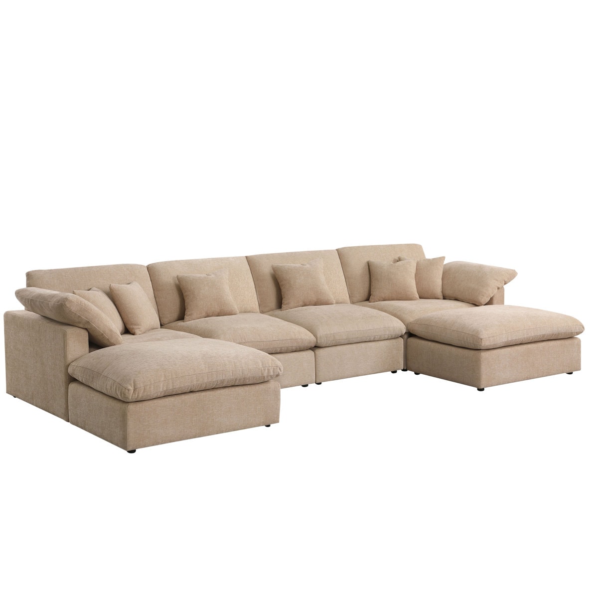 6 - Piece 155.7" U Shape Sectional Sofa Cloud Couch With Removable Ottomans