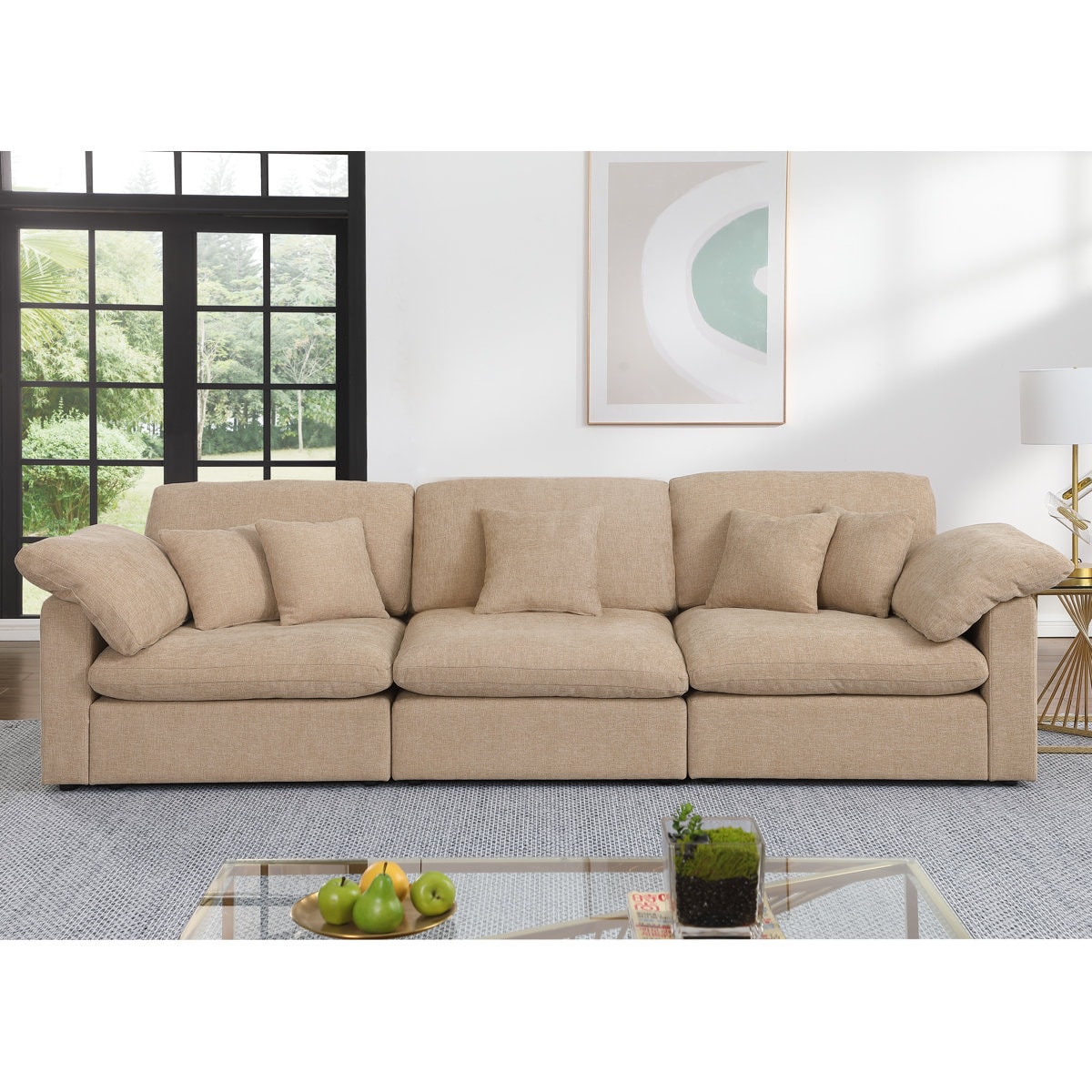 6 - Piece 155.7" U Shape Sectional Sofa Cloud Couch With Removable Ottomans