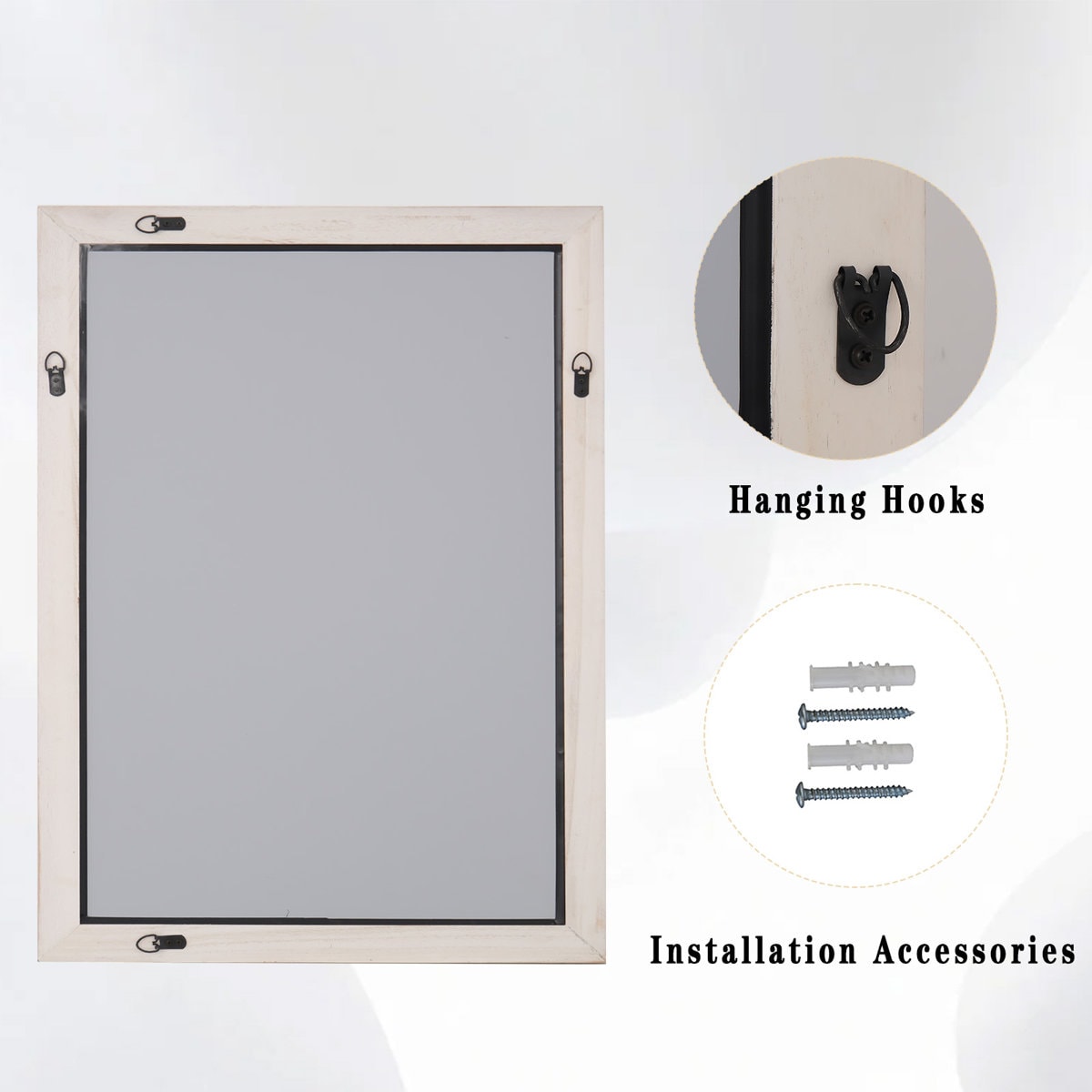 Rectangle Wooden Border Wall Mirror Decorative Mirror Waterproof Bathroom Mirror