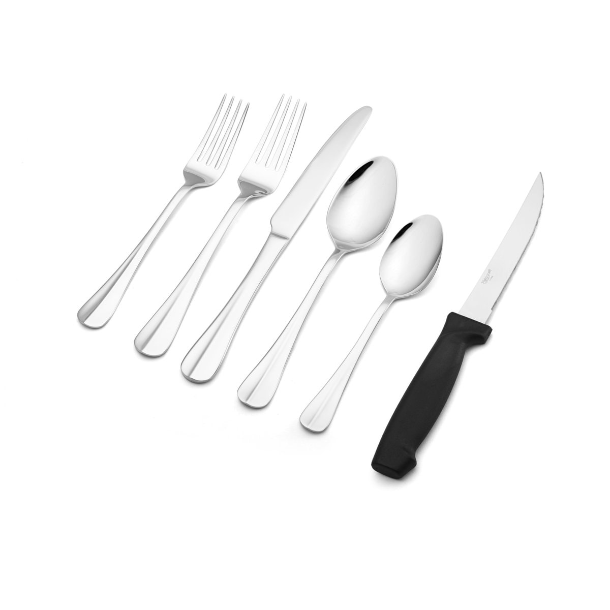 Pfaltzgraff Everyday Simplicity 53-Piece Stainless Steel Flatware Set with Steak Knives & Hostess Set, Service for 8