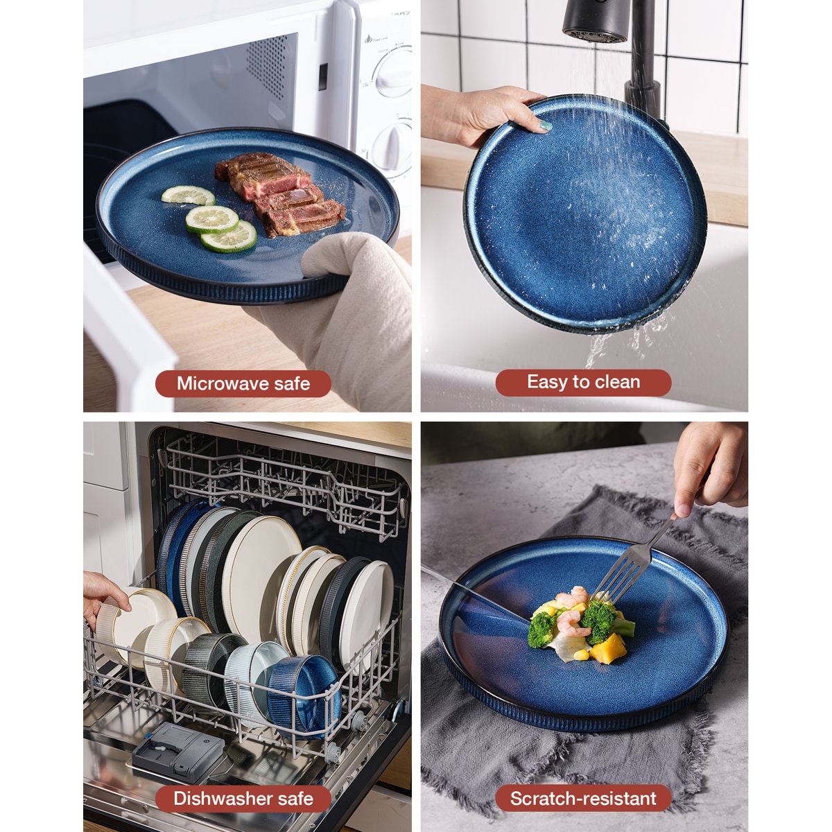 Azal Stoneware Dinnerware Sets, 12 Piece Dish Set
