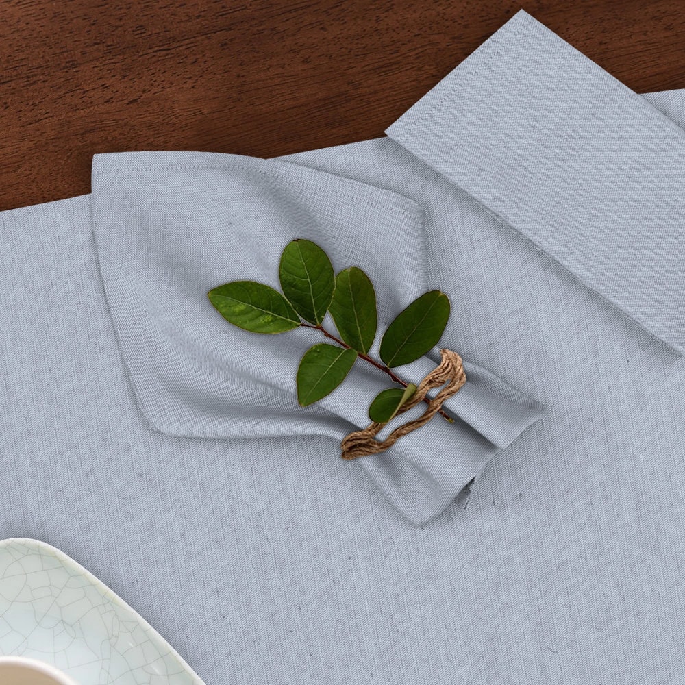 Poly Cotton Square Cloth Napkins Chambray Fabric (Set of 12)