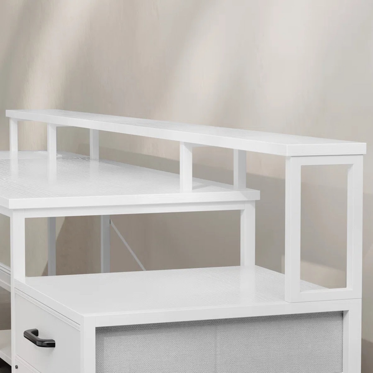 Sholpan LED L-Shaped Desk with Cabinet with Power Outlets