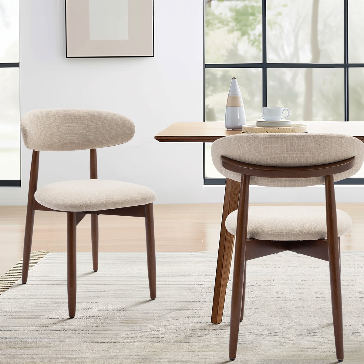 Upholstered Solid Wood Dining Chair Side Chair (Set of 2)